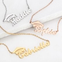 Personalized Sterling Silver Name and Cap Pendant