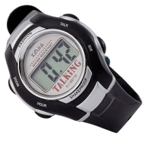 Black Talking Watch with Silver Accents
