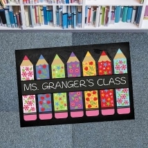 Personalized Colorful Pencils Doormat