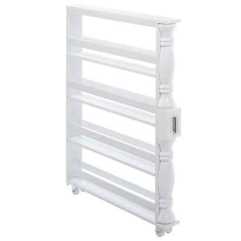 Slim Rolling Can and Spice Racks - White