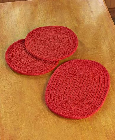 Set of 3 Fabric Trivets - Red