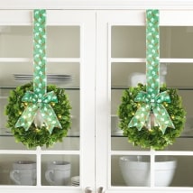 Seasonal Lighted Cabinet Wreath