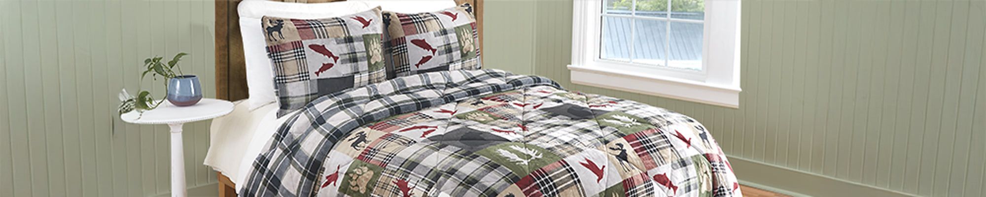 lodge patchwork bedding