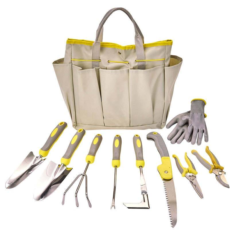 Garden Tool Set With Caddy - 10 Piece Set