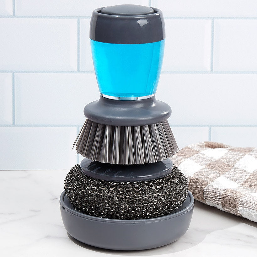 Soap Dispensing Palm Brush Set