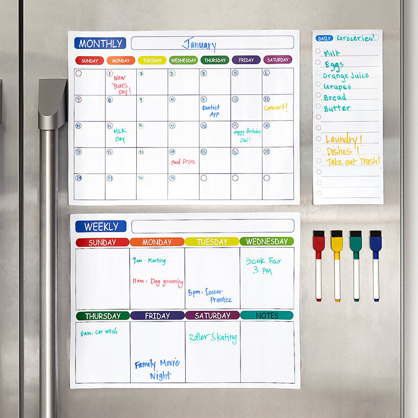 Magnetic Dry Erase Calendar for Fridge - Monthly & Weekly Calender