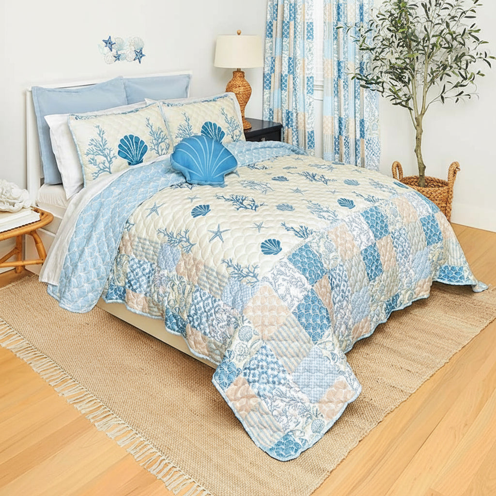 Coral Patch Reversible King Quilt