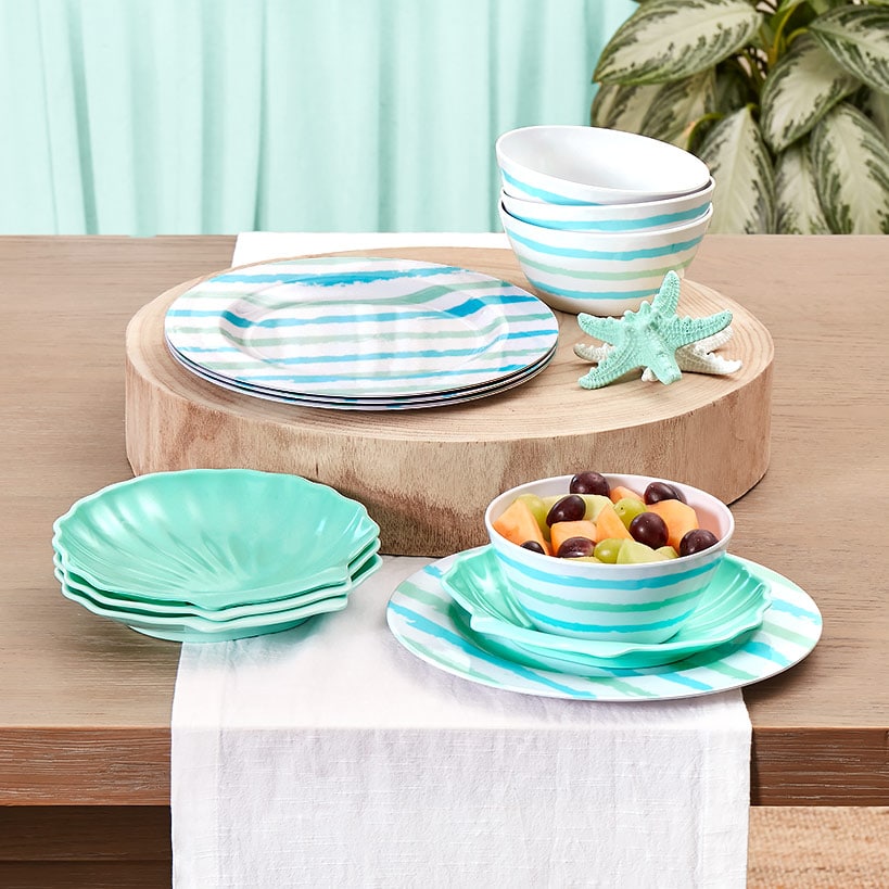 Coastal Melamine Dinnerware Set - Bowls or Plates