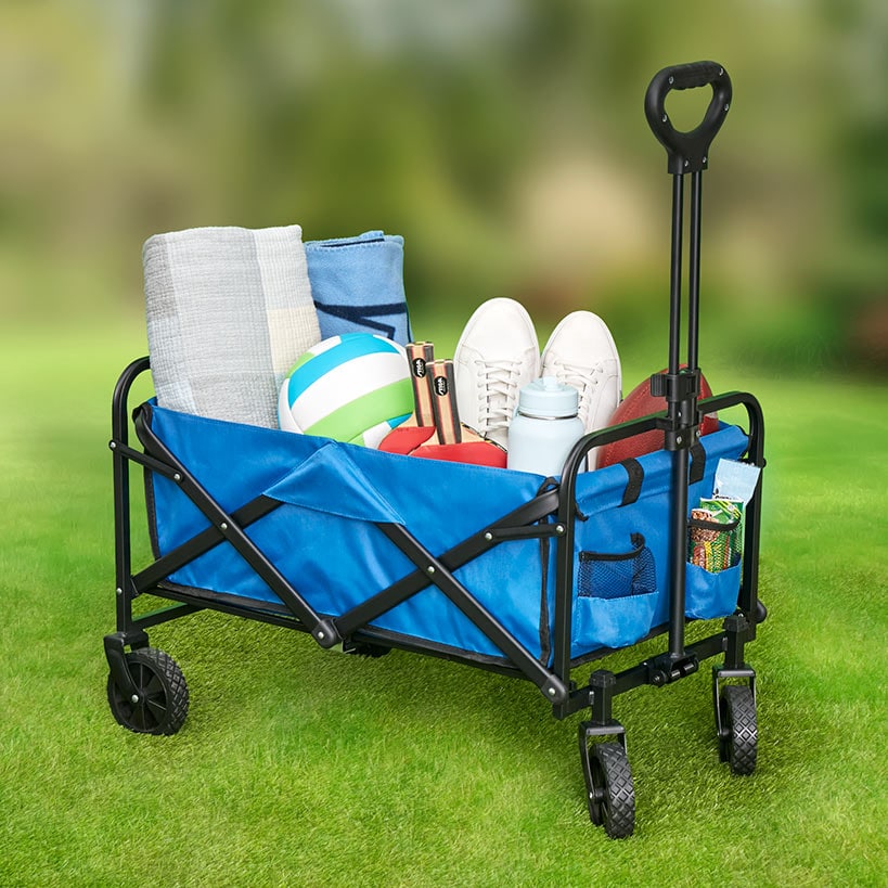 Collapsible Folding Wagon - Large Compartment and 2 Mesh Pockets