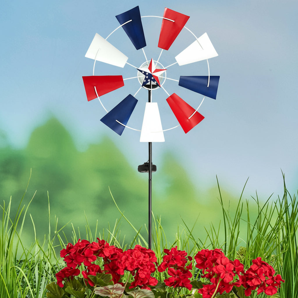 Americana Solar Country Windmill Windspinner Stake