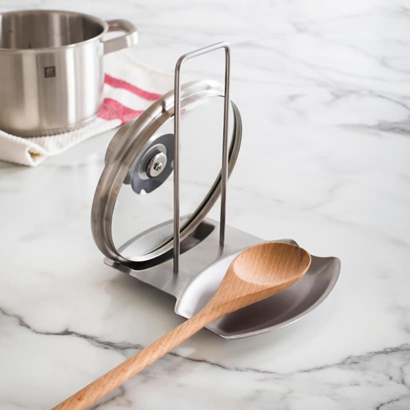 thumbnail image 2 of Kitchen Pot Lid Holder And Spoon Rest - Countertop Storage Organizer - Grey PP 2 of 5