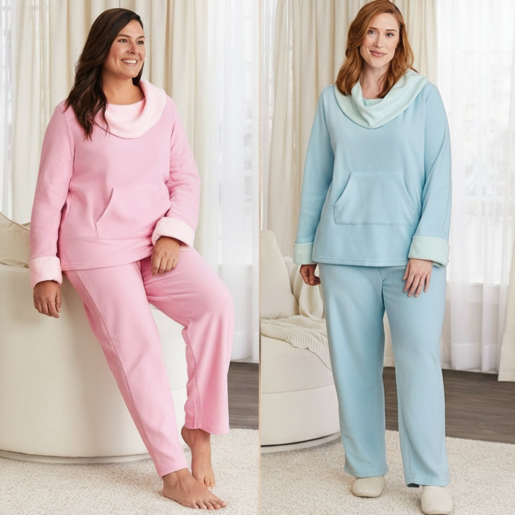 Fleece Pajama Lounge Set 2 Pieces Blue, Pink, or Lilac