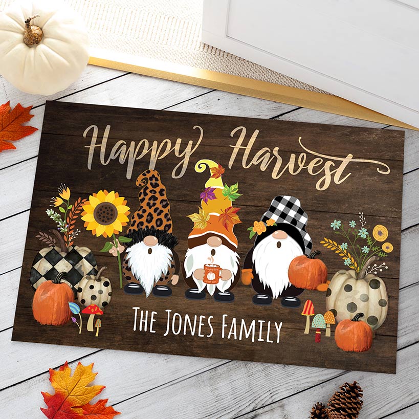 Personalized Harvest Gnome Doormat