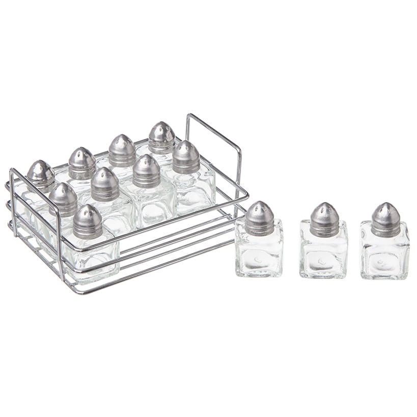Mini Salt and Pepper Shaker Set with Holder