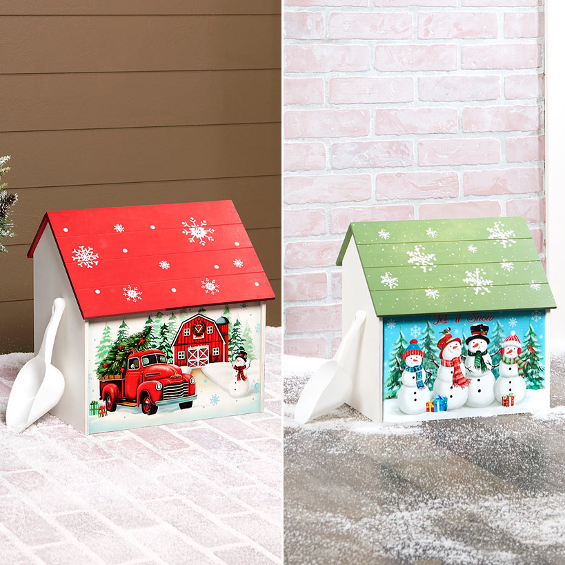 Holiday Decorative Outdoor Salt Box Storage with Scoop