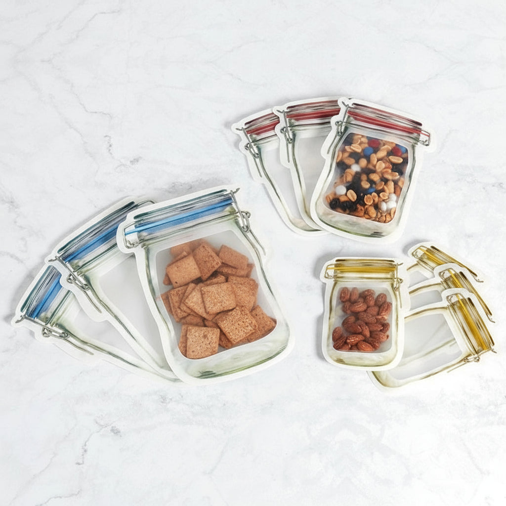 Resealable Snack Bags - Set of 10