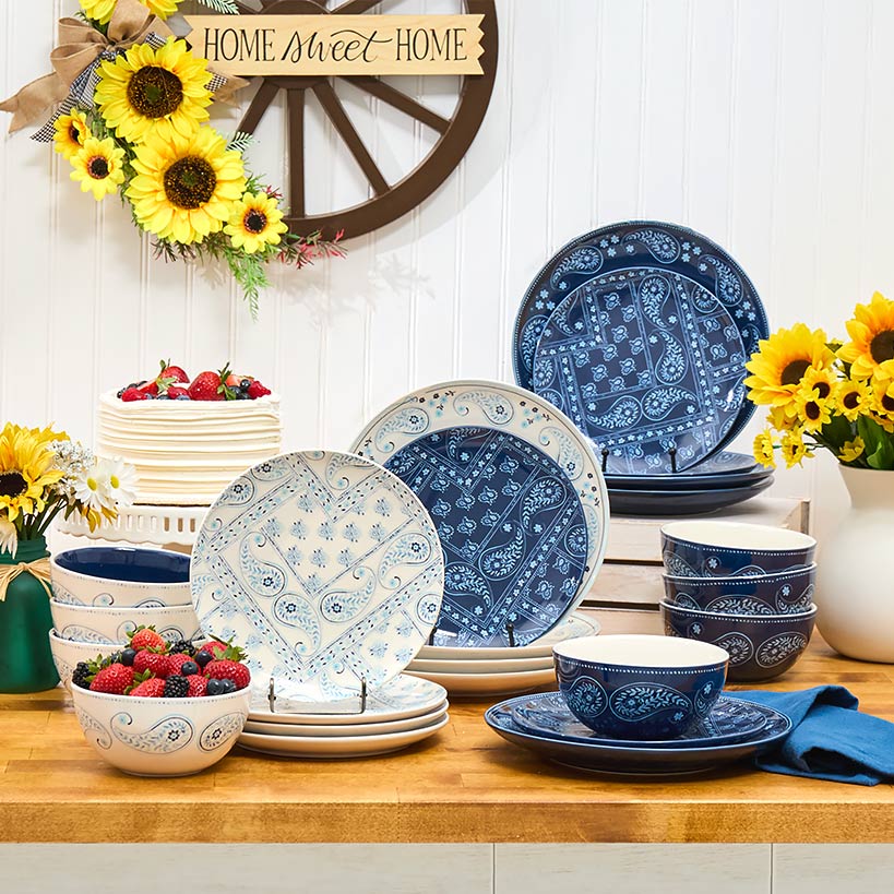 Dolly Parton Stoneware Everyday Paisley 12-Pc Dinnerware Set