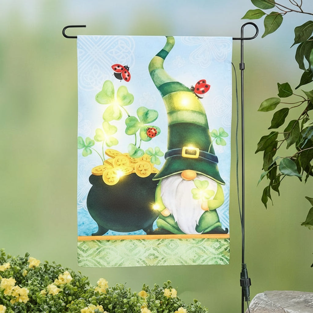 Solar Gnome Flag for St. Patrick's Day with Pole