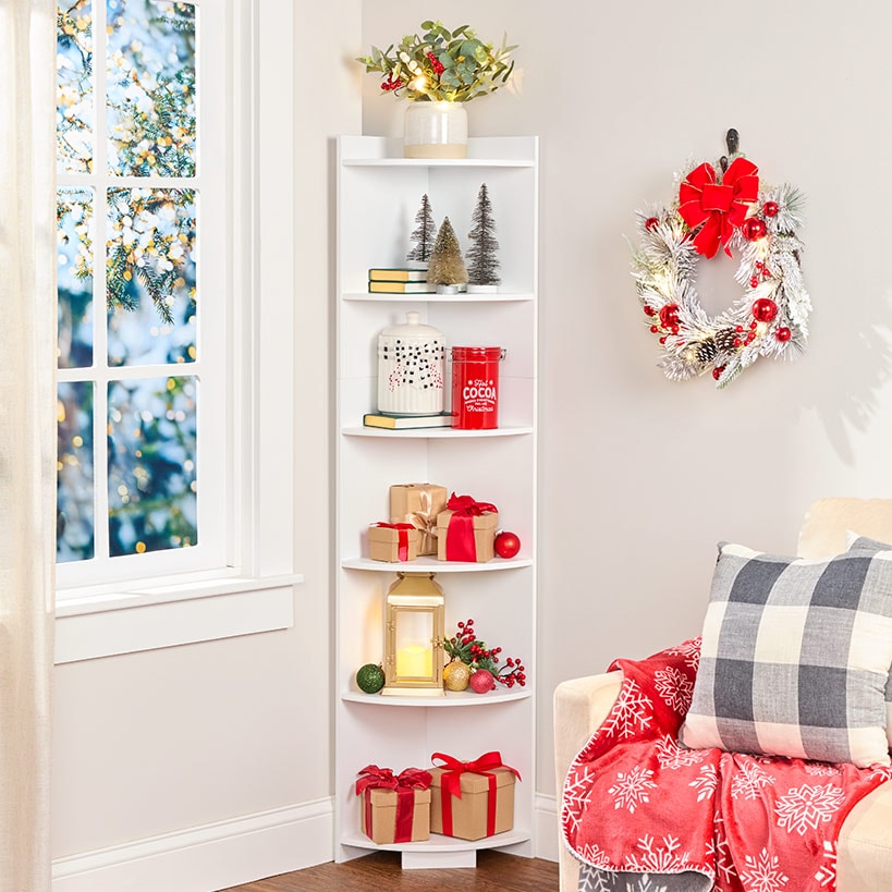 Wood Corner Freestanding Shelf - 5-Tier - 59"H