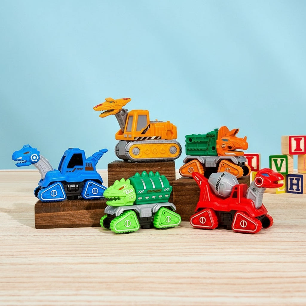 Diecast Transforming Robots Set - Dinosaur to Truck Fun with 360º Rotation