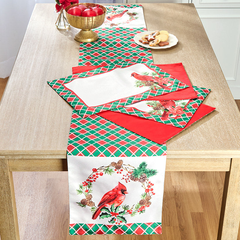 Plaid Cardinal Table Runner or Set of 4 Placemats