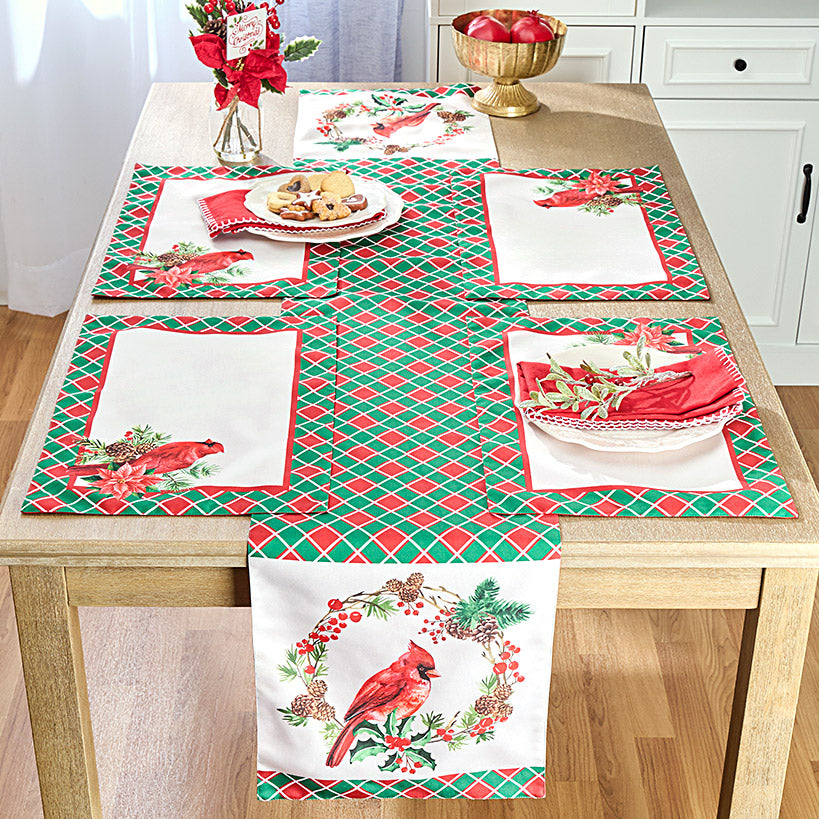 Plaid Cardinal Table Runner or Set of 4 Placemats