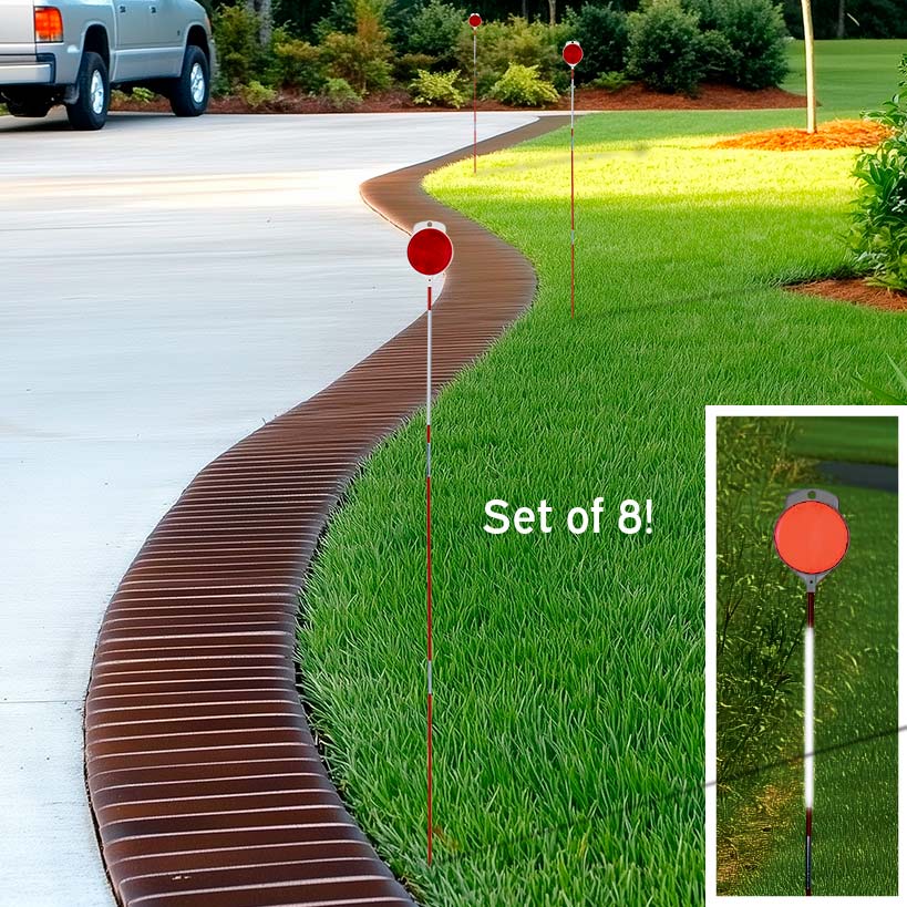 Orange Driveway Refectors, Fiberglass 47" Tall Set Of 8