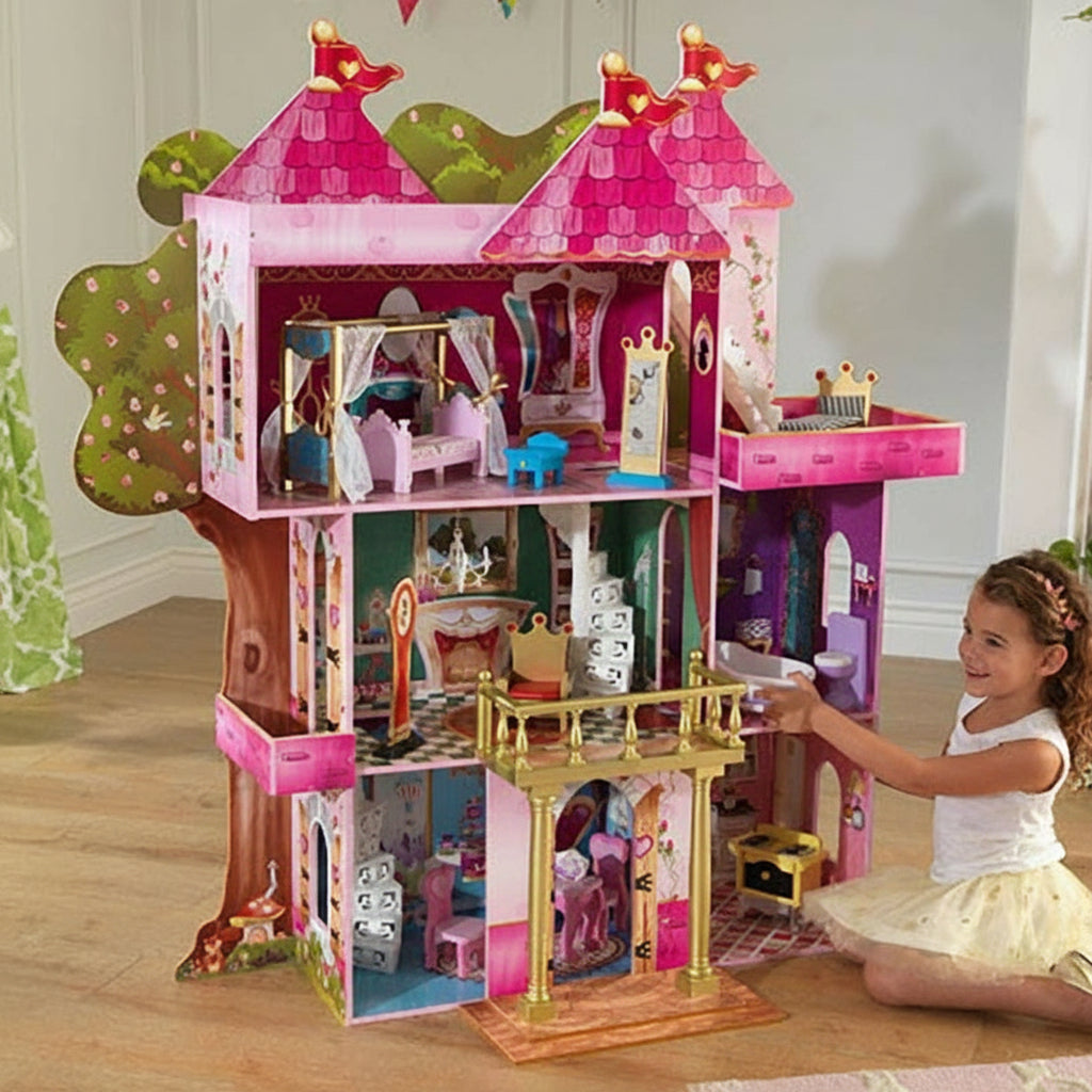 Kidkraft® Storybook Mansion - Fairytale Dollhouse with 14 Furniture Pieces