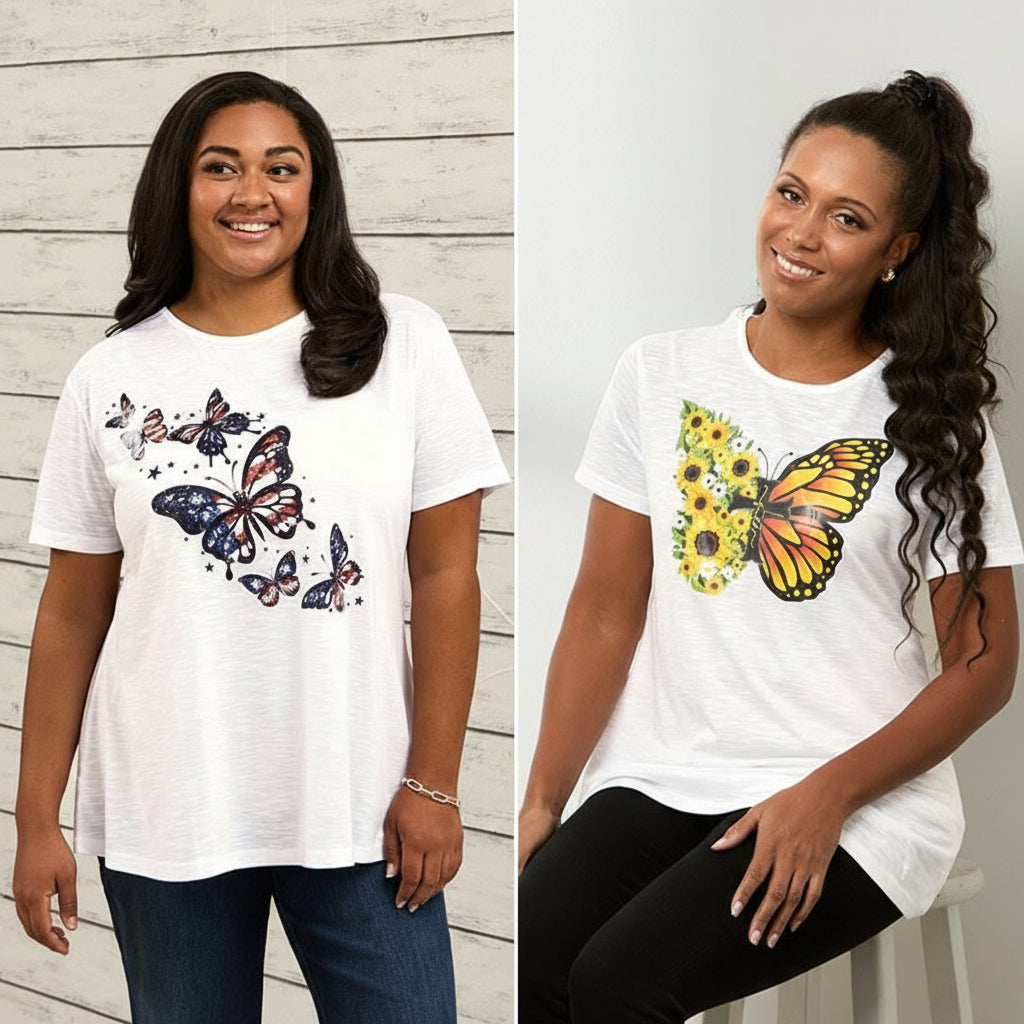 Women's Butterfly Short Sleeve Graphic T-Shirt