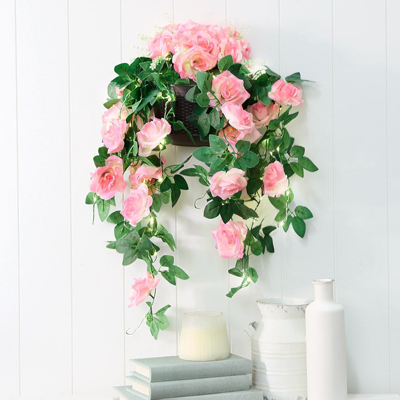 Lighted Wall Hanging Flower Cascade - Cottagecore