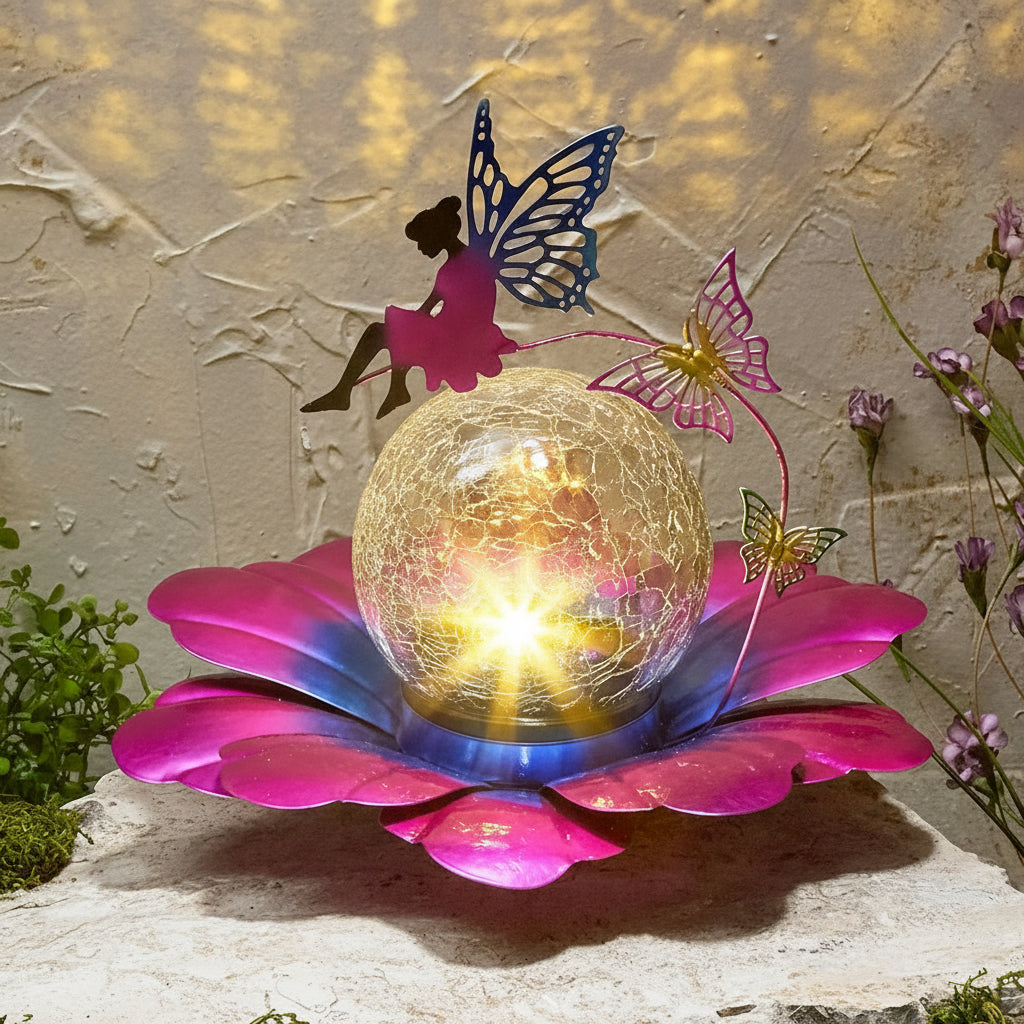 Solar Flower Garden Decor With Fairy Accent