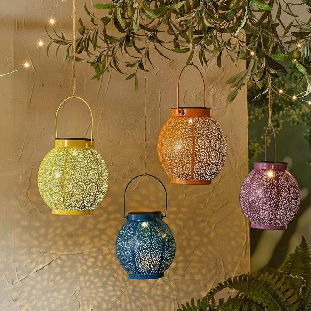 Solar Sunburst Shadow Cast Hanging Lantern