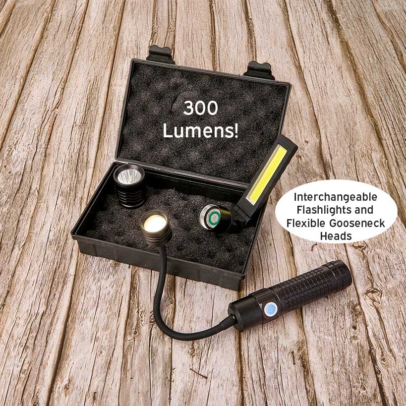 300 lumen rechargeable led flashlight Lakeside Multifunctional 3-In-1 LED COB Flashlight-Magnetic, USB Rechargeable