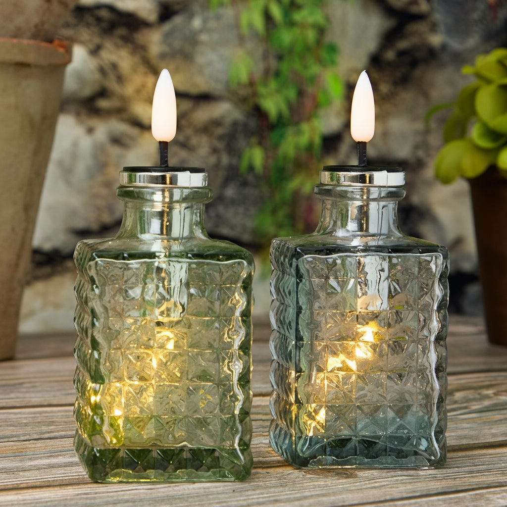 Solar LED Bitters Glass Aux Candle Light