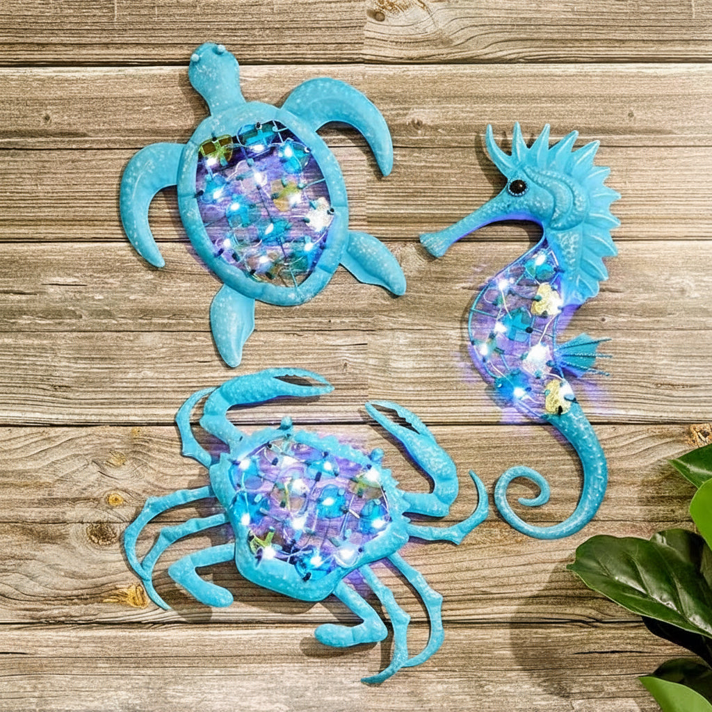 Lighted Outdoor Coastal Metal Wall Decor