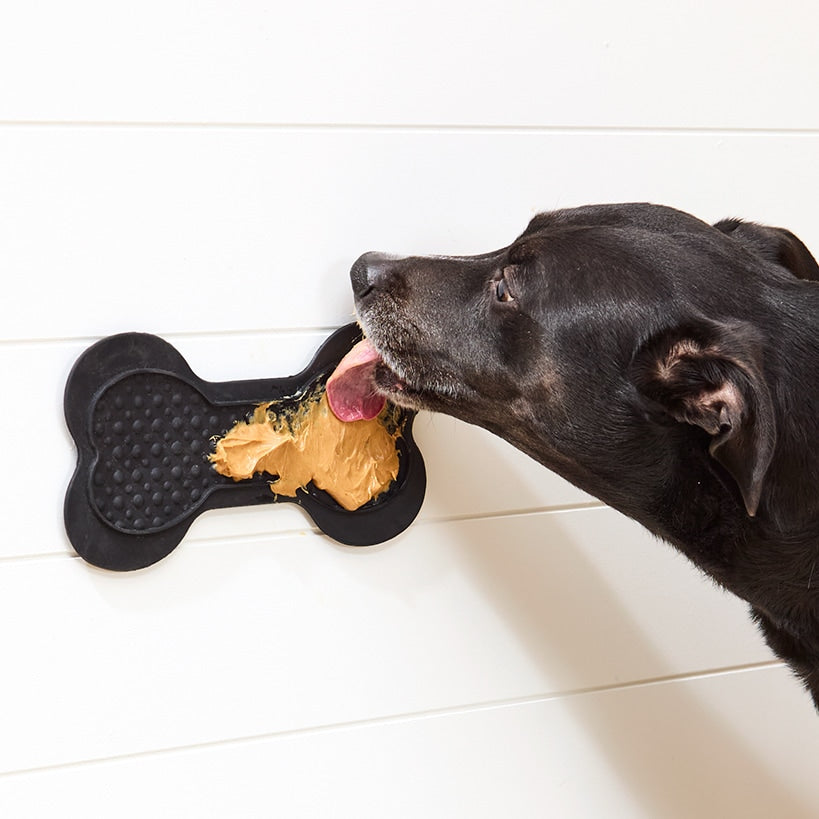 Lick Pad For Dogs, Bone Shape with Suction Cups
