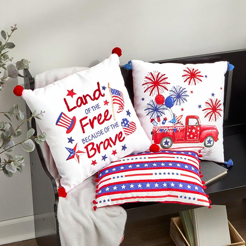 Americana Embroidered Accent Pillow