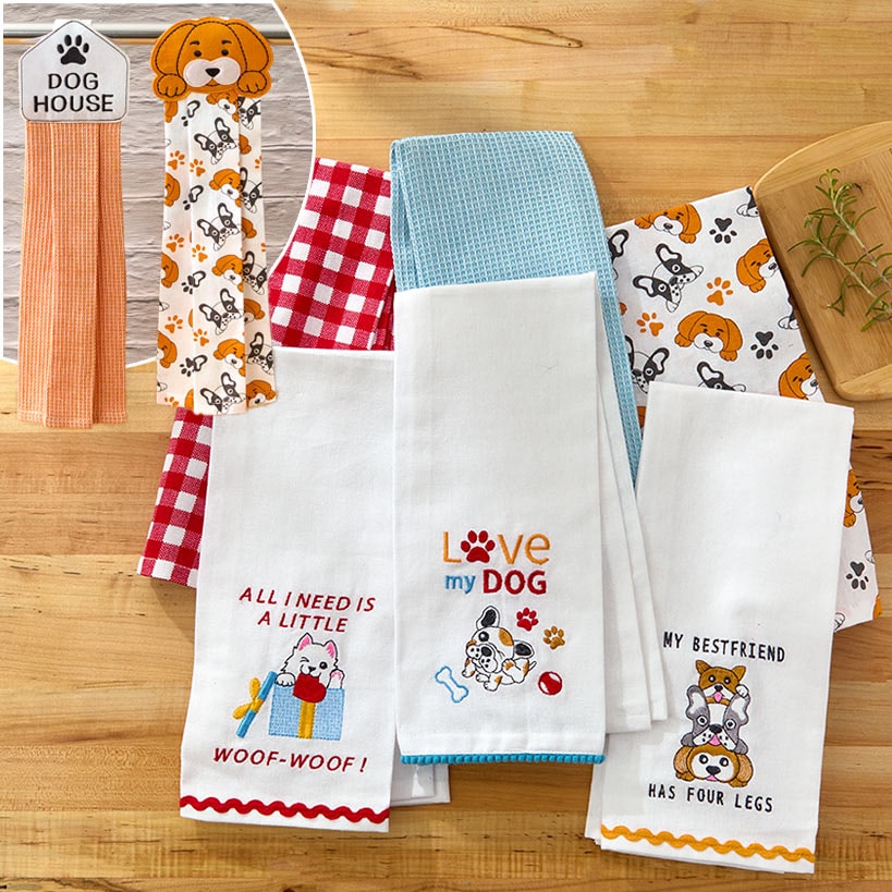 Kitchen Towels Summertime Dog Set of 2