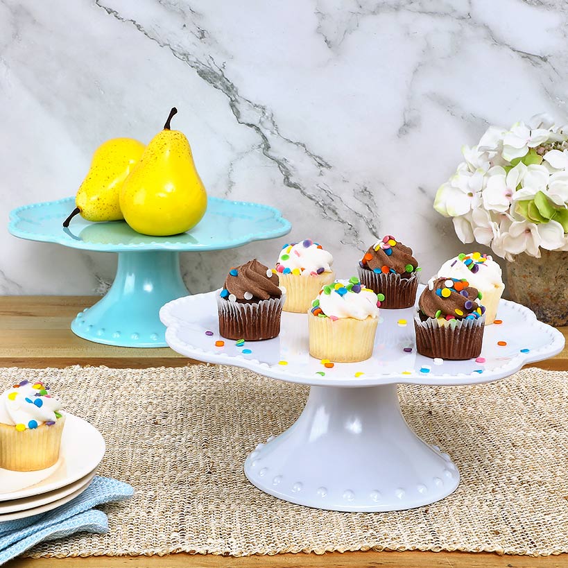 Vintage Beaded Melamine 10" Decorative Cupcake or Cake Stand