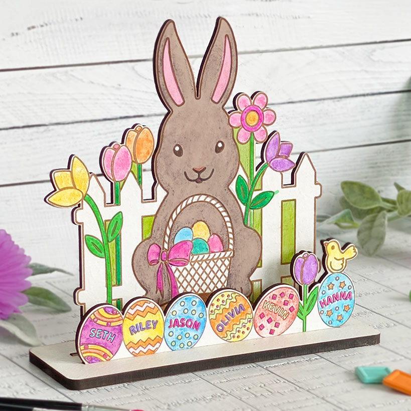 Personalized DIY Wood Easter Bunny and Eggs Gift