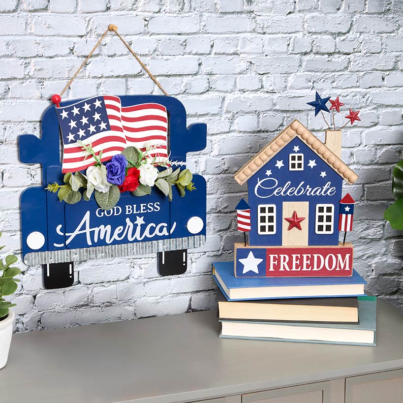 Americana Patriotic Signs and Decor House Truck Block