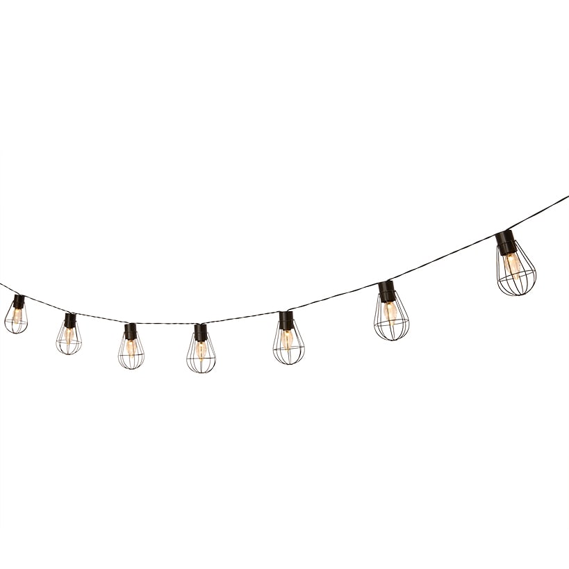 Solar Cafe Lights with Metal Cage Covers 10-LED String