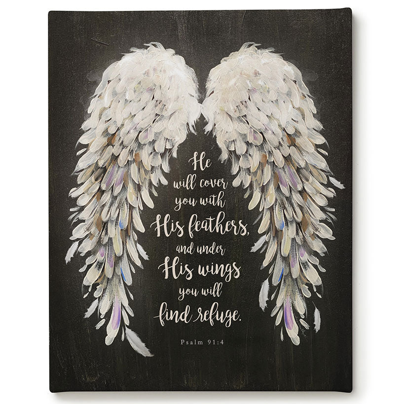 Religious He Will Cover You With His Feathers Canvas
