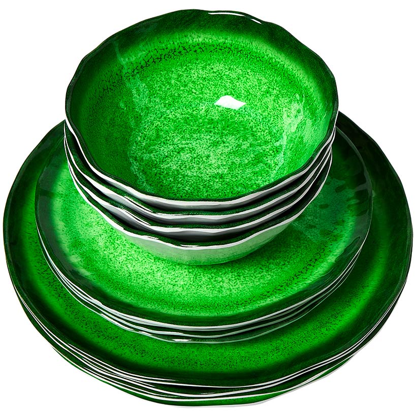 Rustic Melamine Vibrant Dinnerware Set Service for 4