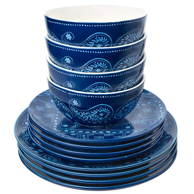 Dolly Parton Stoneware Everyday Paisley 12-Pc Dinnerware Set