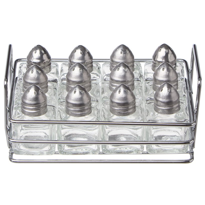 Mini Salt and Pepper Shaker Set with Holder