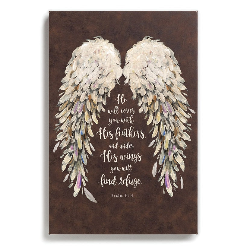 Religious He Will Cover You With His Feathers Canvas