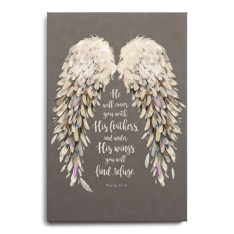 Religious He Will Cover You With His Feathers Canvas