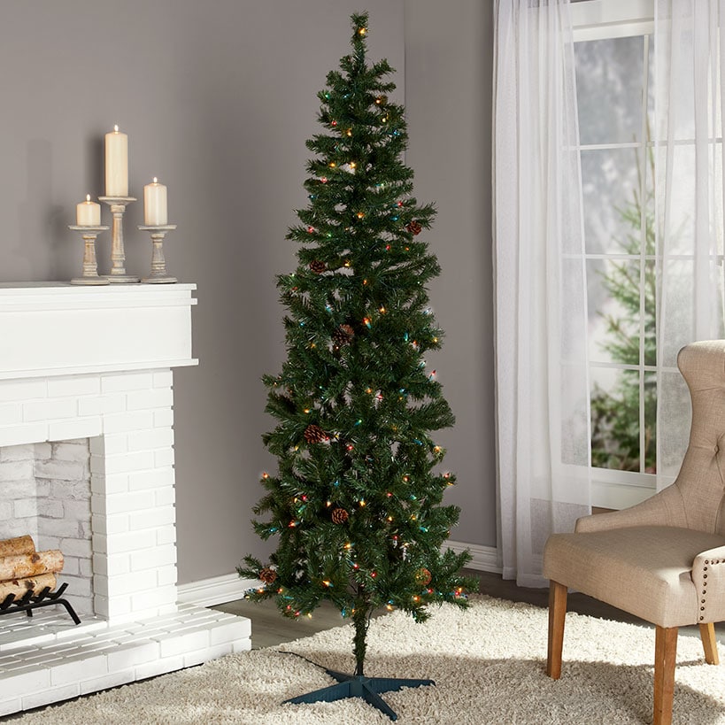 Prelit Slim Christmas Tree - 7 Ft