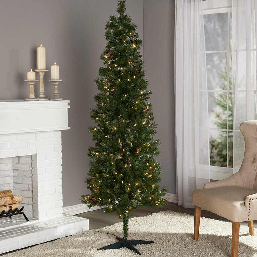 Prelit Slim Christmas Tree - 7 Ft#select-tree_green-with-white-lights